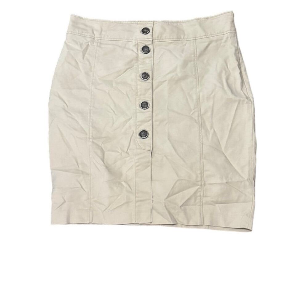 Zara Basic Beige Button Front Mini Skirt Size XL 32 Khaki Cotton Utility